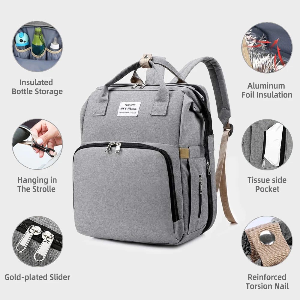20L Large Capacity Diaper Bags for Baby Multifunctional Backpack Waterproof Maternity Bag Portable Travel Diaper Bag Baby Crib
