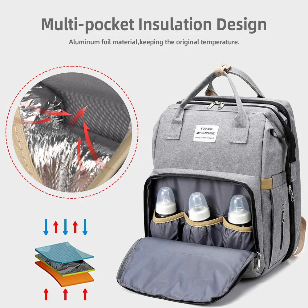 20L Large Capacity Diaper Bags for Baby Multifunctional Backpack Waterproof Maternity Bag Portable Travel Diaper Bag Baby Crib